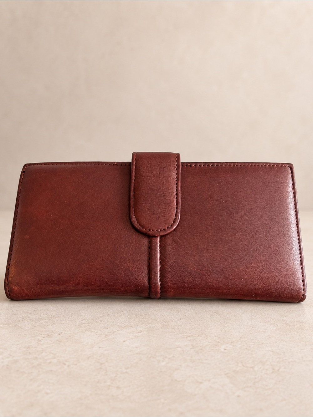 Vintage Buxton Velvet Touch Cowhide Leather Organizer Wallet Brown